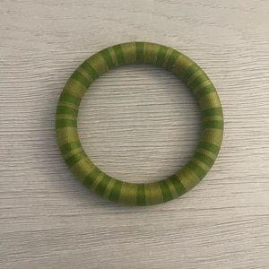 Green Striped Thread-wrapped Bangle Bracelet